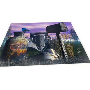 LE GM Harley Davidson motorcycle print artwork signed Wright 10/50 16x12" READ